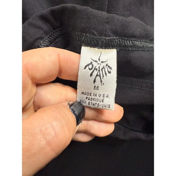 Vintage 90s/y2K Prana Pants Women's Medium Black Wide Leg Crop Made in USA Nylon - Picture 3 of 6